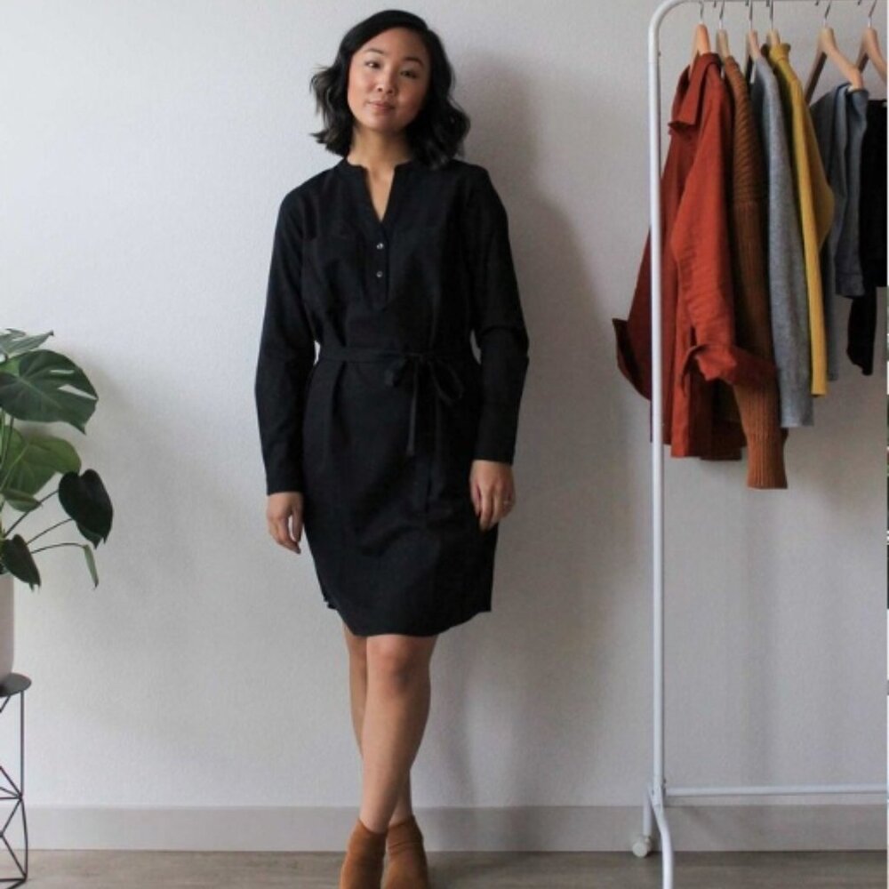 Wool& Clara Shirt Dress - Black - Size L